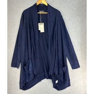 Chalet et Ceci Cardigan Sweater Navy‎ Blue Organic Cotton Hemp Duster Size M NWT